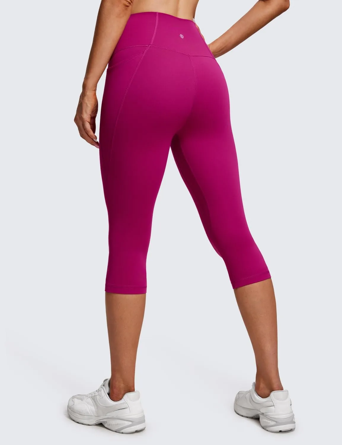 CRZ YOGA Womens Butterluxe Workout Capri Leggings with Pockets 17 Inches - High Waisted Crop Gym Yoga Pants Buttery Soft