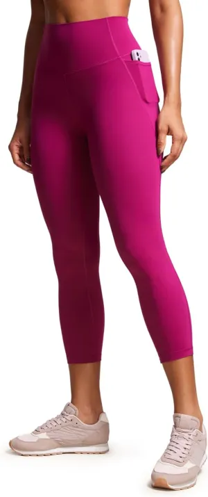 CRZ YOGA Womens Butterluxe Workout Yoga Capri Leggings 23 Inches - High Waist Crop Pants with Pockets Buttery Soft Gym