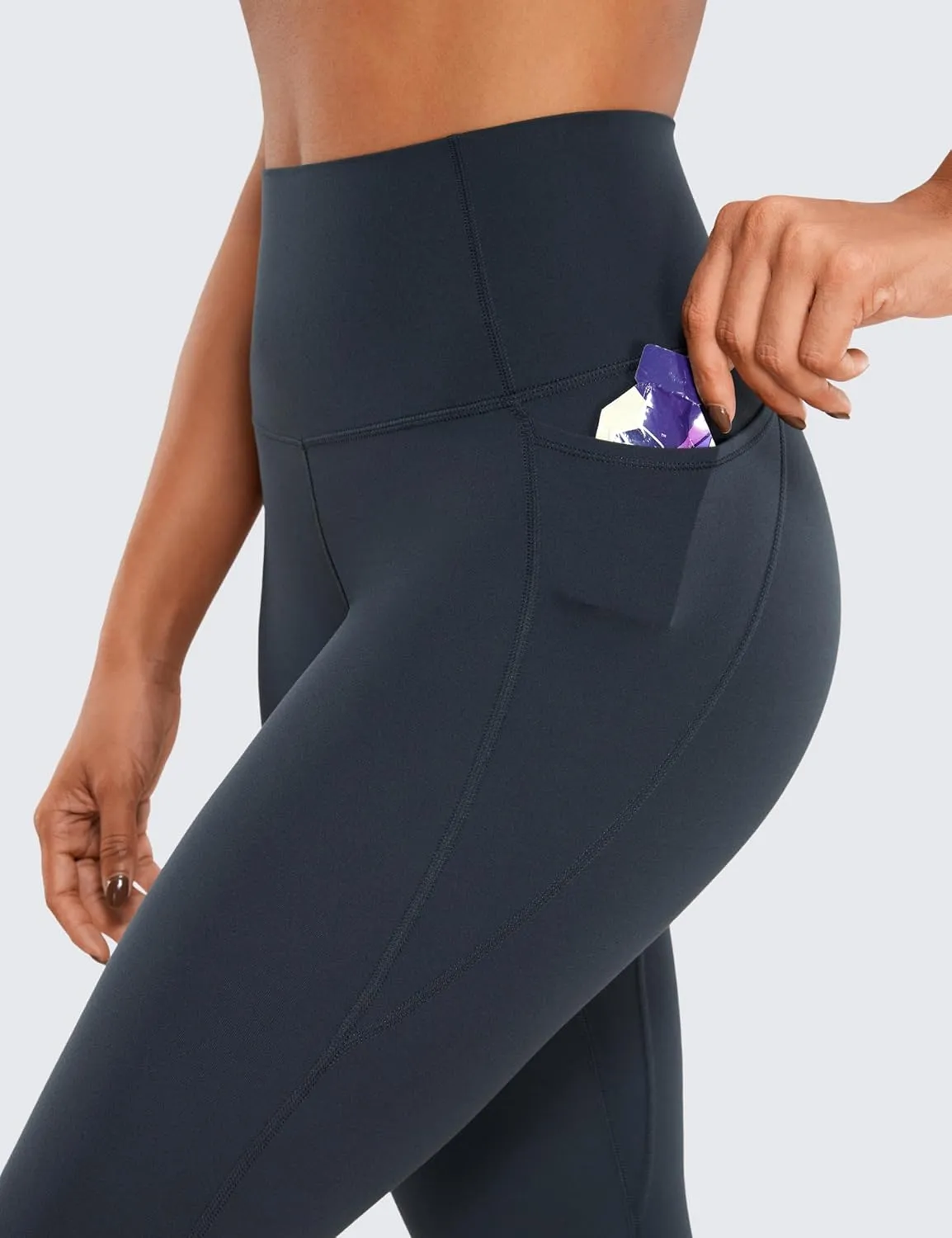CRZ YOGA Womens Butterluxe Workout Yoga Capri Leggings 23 Inches - High Waist Crop Pants with Pockets Buttery Soft Gym