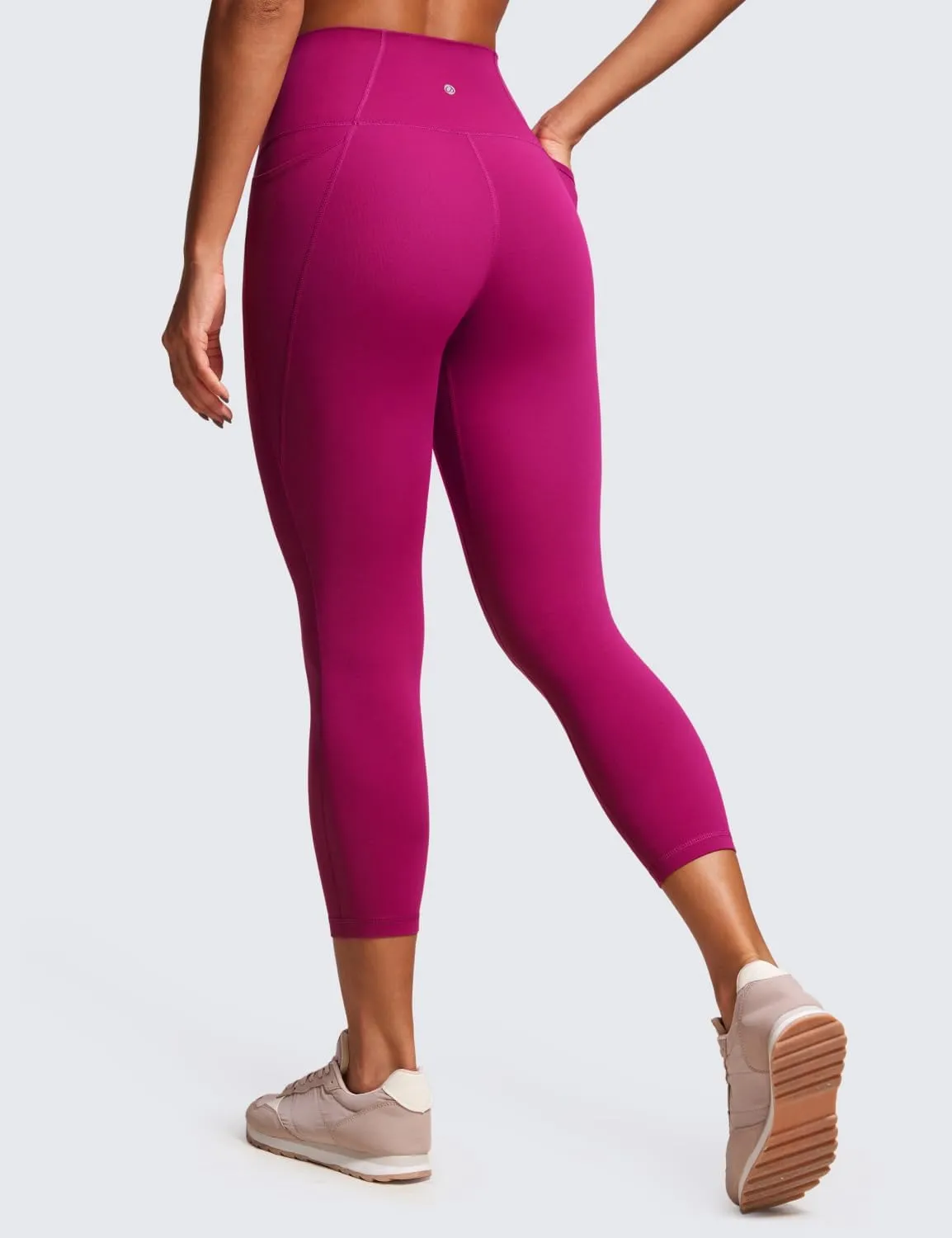 CRZ YOGA Womens Butterluxe Workout Yoga Capri Leggings 23 Inches - High Waist Crop Pants with Pockets Buttery Soft Gym