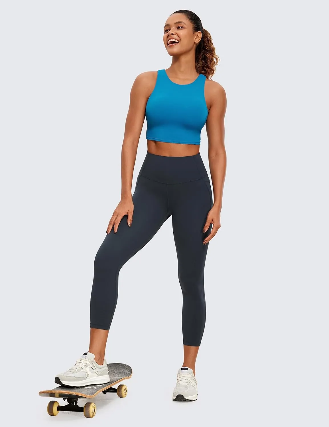 CRZ YOGA Womens Butterluxe Workout Yoga Capri Leggings 23 Inches - High Waist Crop Pants with Pockets Buttery Soft Gym