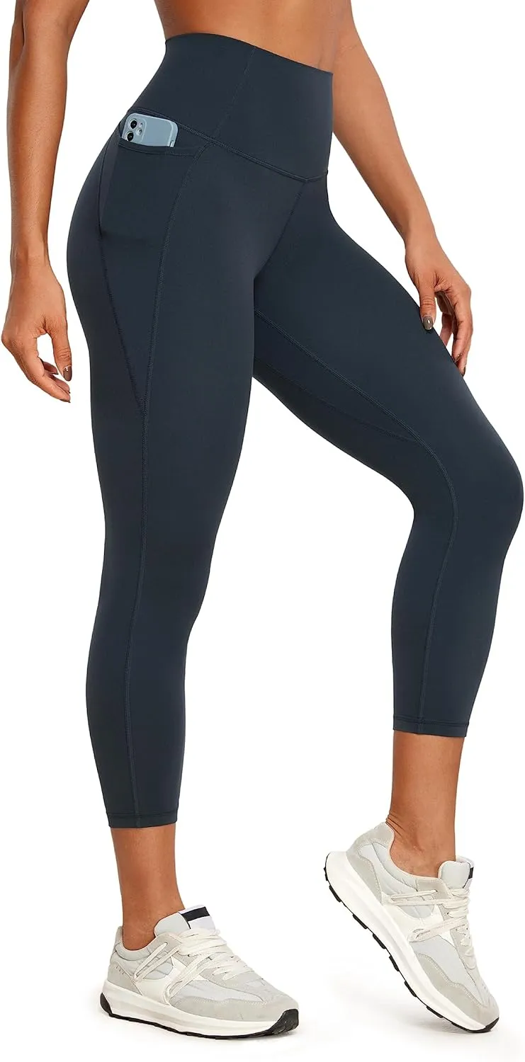 CRZ YOGA Womens Butterluxe Workout Yoga Capri Leggings 23 Inches - High Waist Crop Pants with Pockets Buttery Soft Gym