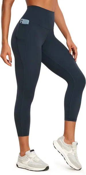 CRZ YOGA Womens Butterluxe Workout Yoga Capri Leggings 23 Inches - High Waist Crop Pants with Pockets Buttery Soft Gym