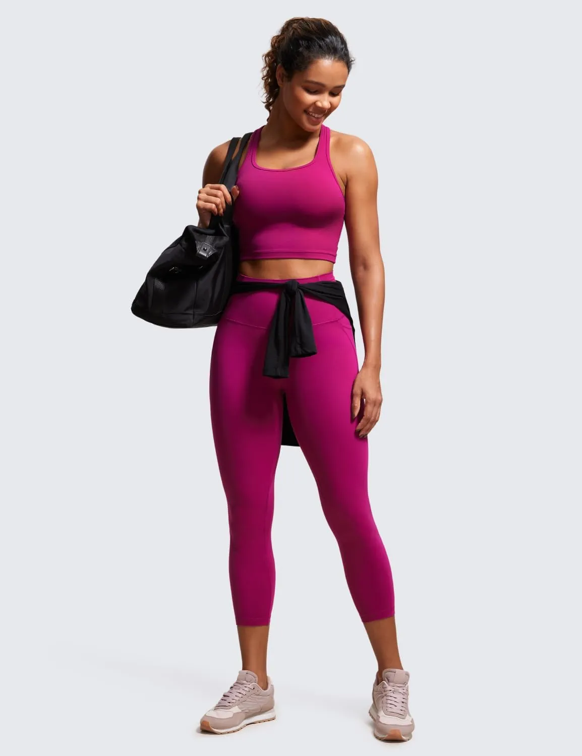 CRZ YOGA Womens Butterluxe Workout Yoga Capri Leggings 23 Inches - High Waist Crop Pants with Pockets Buttery Soft Gym
