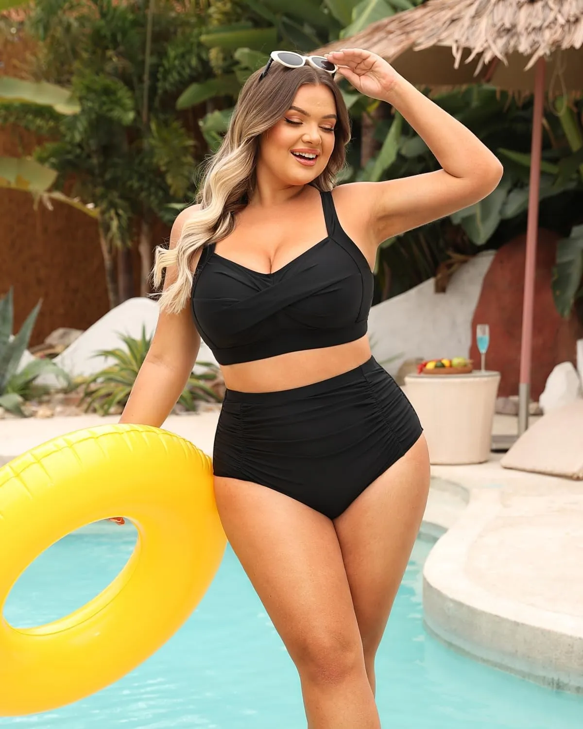 Daci Women Plus Size Push up Bikini Top Only Full Coverage Swimsuit Tops Twist Front Bathing Suit Bra for Large Bust