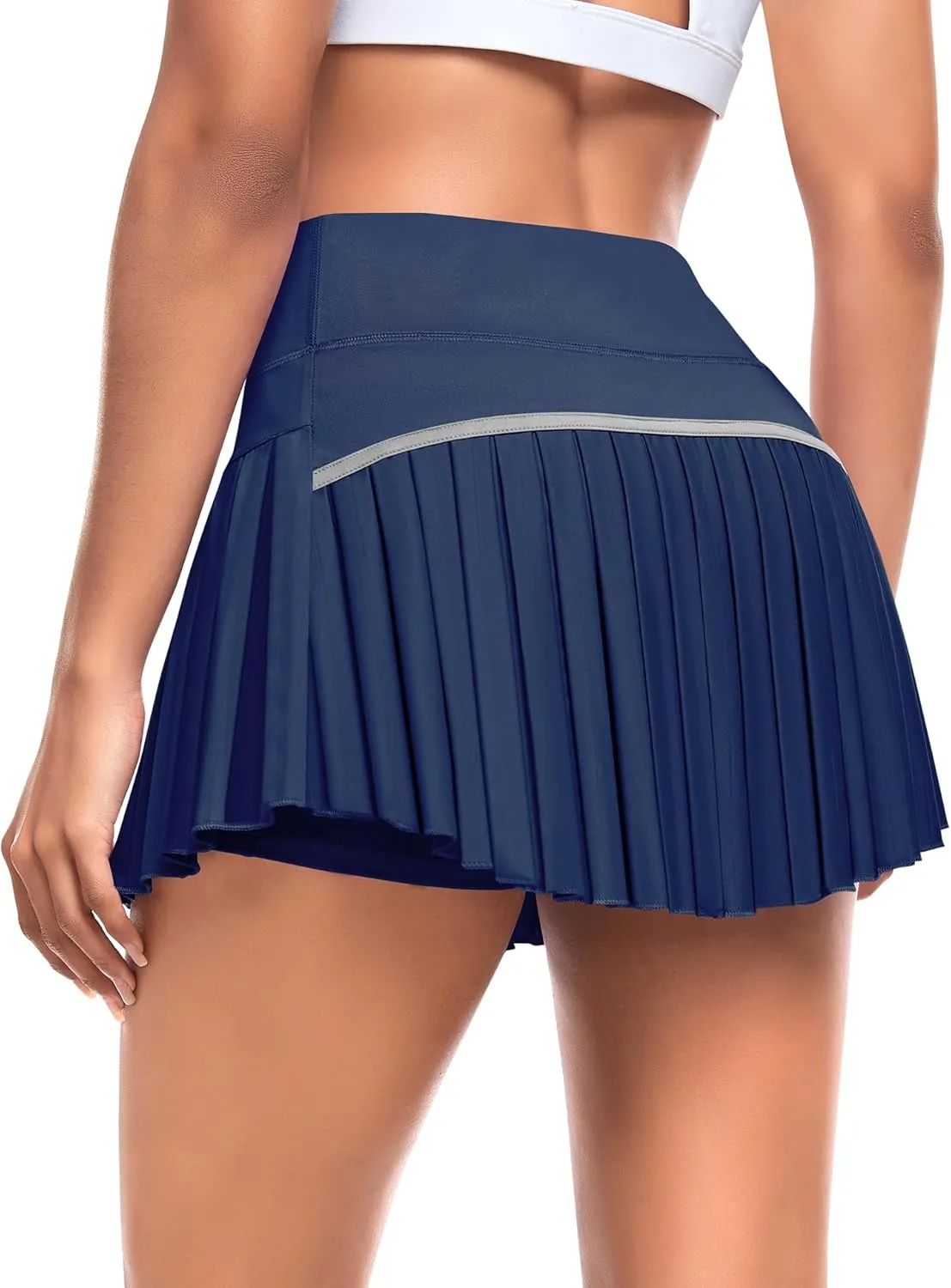 DERCA Womens Pleated Tennis Skirt with Shorts Athletic Skort Golf Skirts with Pockets Workout Running Skorts