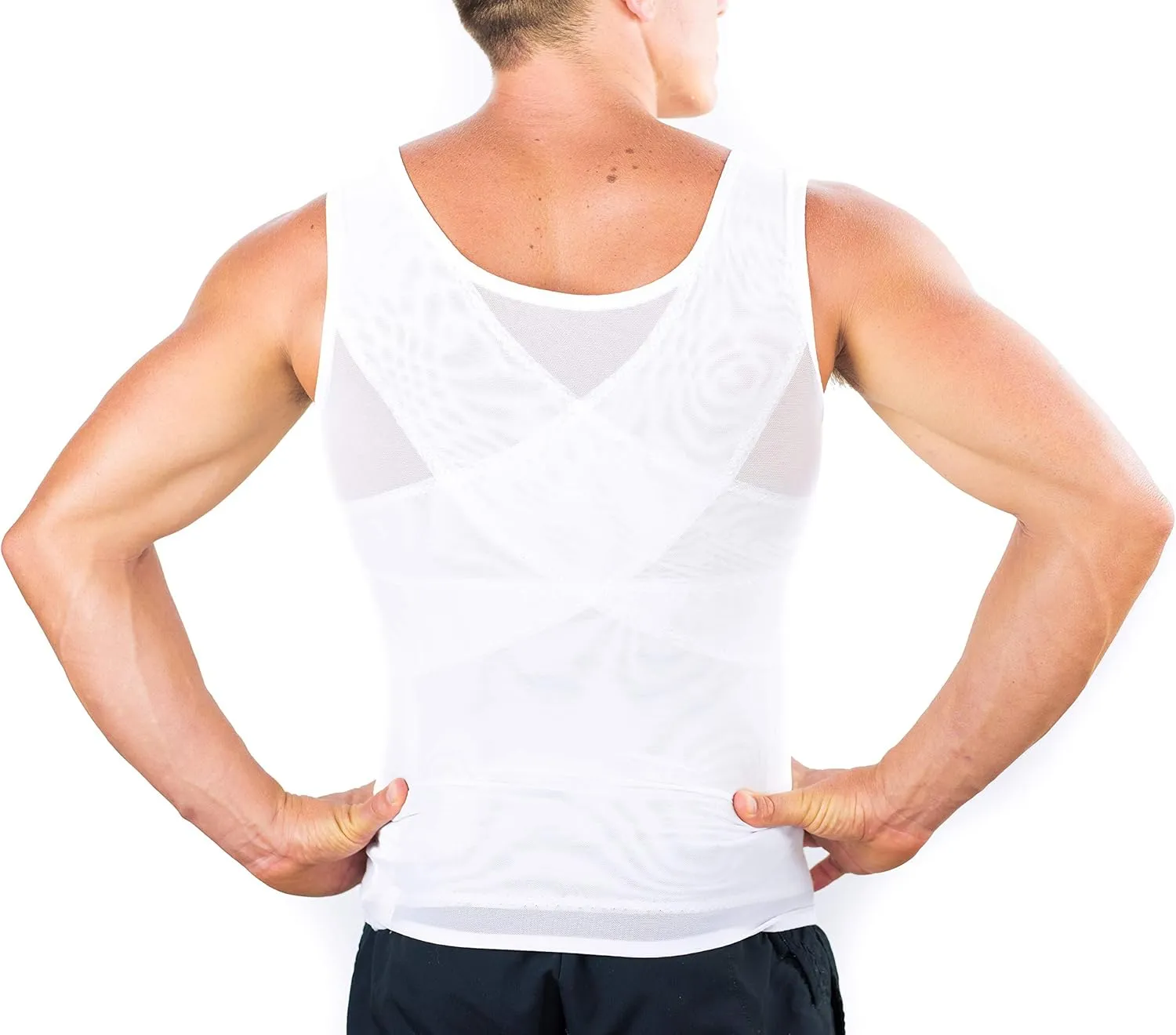 Esteem Apparel 3-Pack Original Men's Compression Shirt to Hide Gynecomastia Moobs Abs Chest Stomach Slimming Shapewear