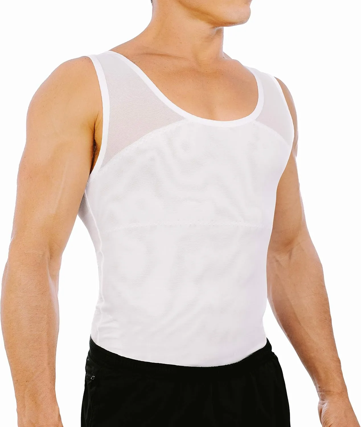 Esteem Apparel 3-Pack Original Men's Compression Shirt to Hide Gynecomastia Moobs Abs Chest Stomach Slimming Shapewear