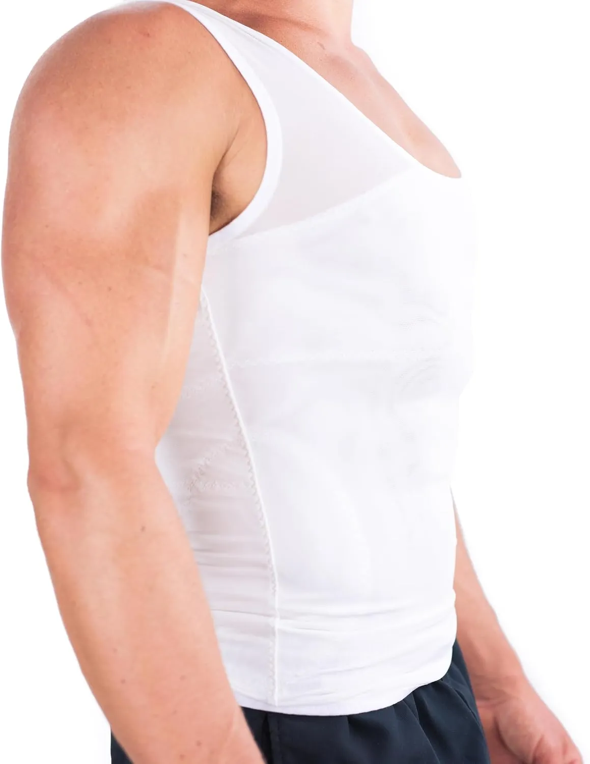 Esteem Apparel 3-Pack Original Men's Compression Shirt to Hide Gynecomastia Moobs Abs Chest Stomach Slimming Shapewear