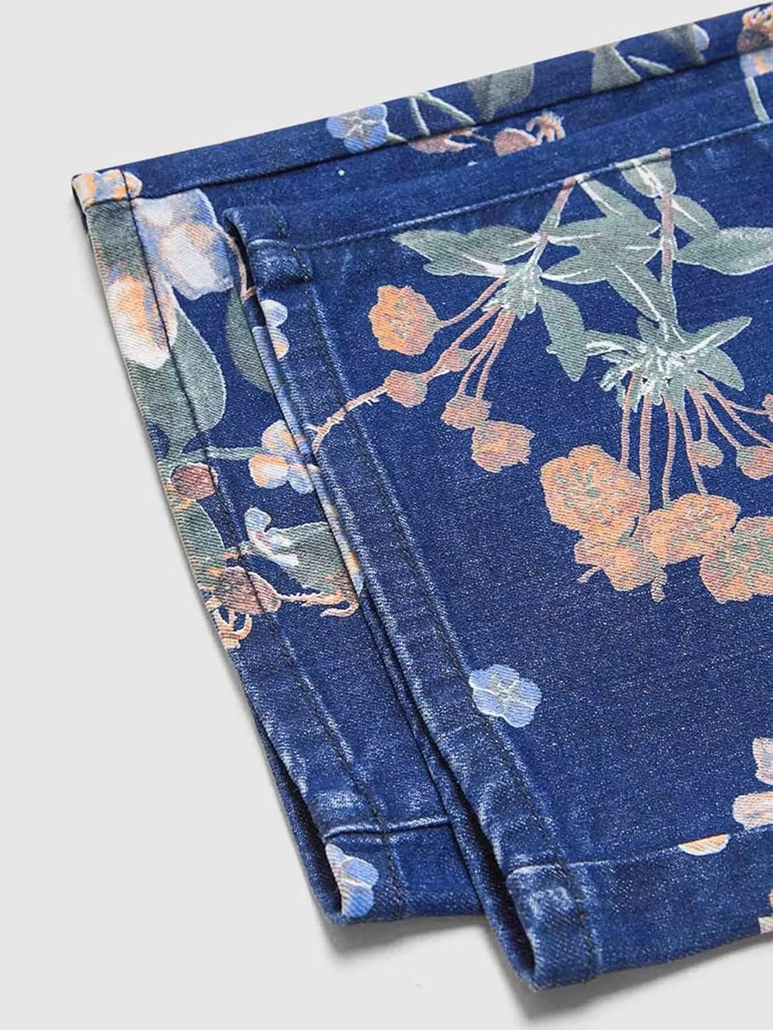 Flamingals High-Rise Vintage Floral Straight Leg Pants for Women Summer Casual Denim Pants