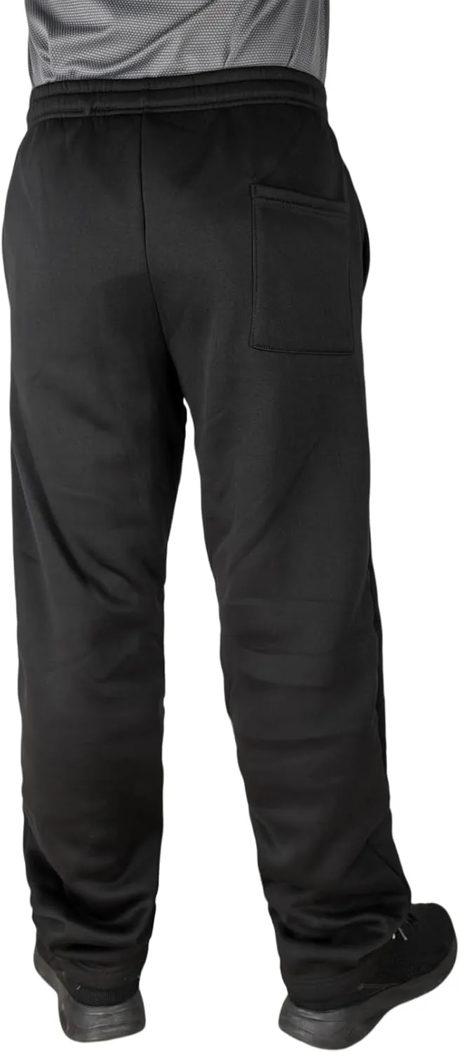 Fleece Lined Mens Sweatpant Basic Baggy Athletic Running Drawstring Open Bottom Workout Active Sweat Pants