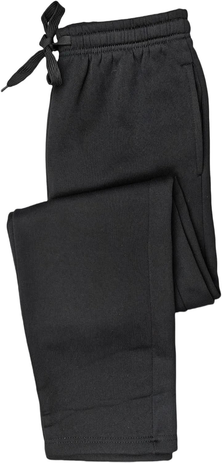 Fleece Lined Mens Sweatpant Basic Baggy Athletic Running Drawstring Open Bottom Workout Active Sweat Pants