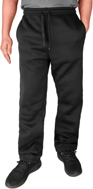 Fleece Lined Mens Sweatpant Basic Baggy Athletic Running Drawstring Open Bottom Workout Active Sweat Pants