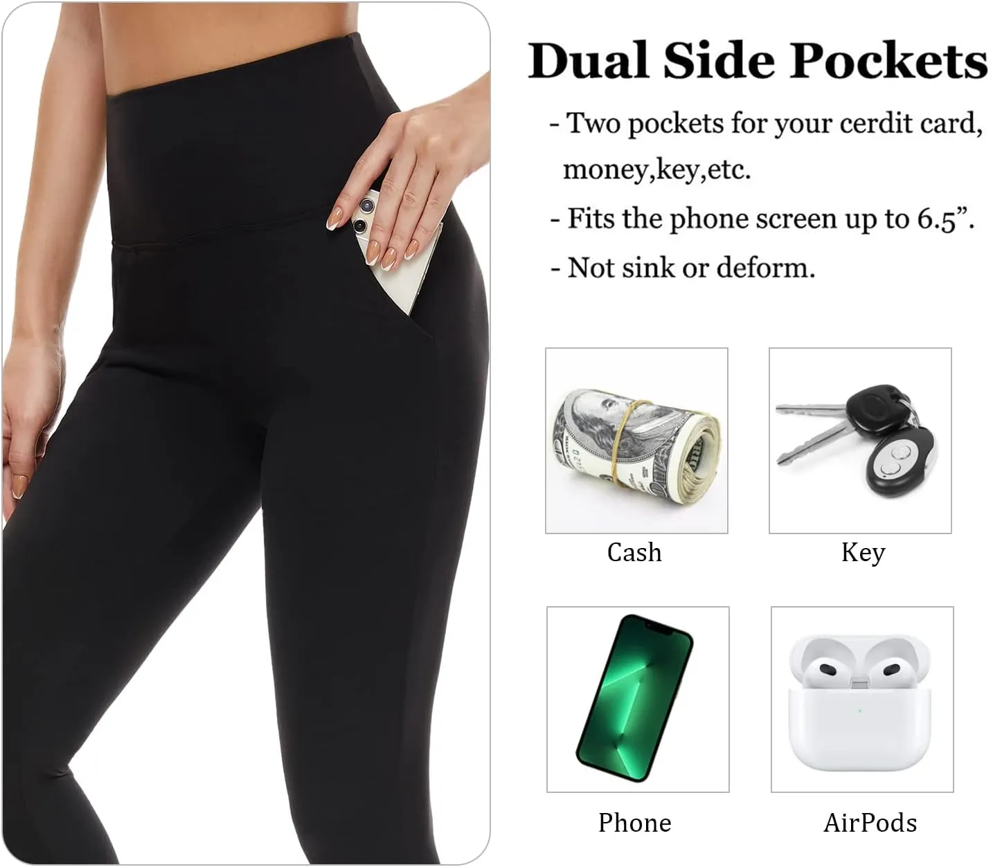 FULLSOFT 3 Pack Leggings for Women High Waisted Soft Black Yoga Pants for Workout Athletic Running Reg & Plus Size
