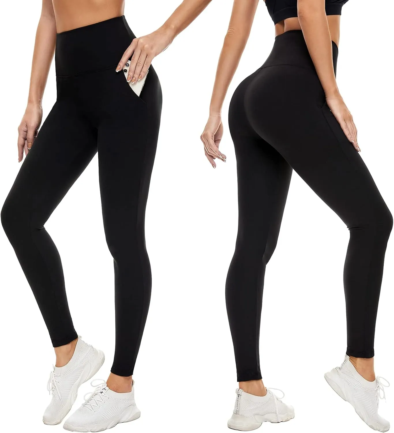 FULLSOFT 3 Pack Leggings for Women High Waisted Soft Black Yoga Pants for Workout Athletic Running Reg & Plus Size