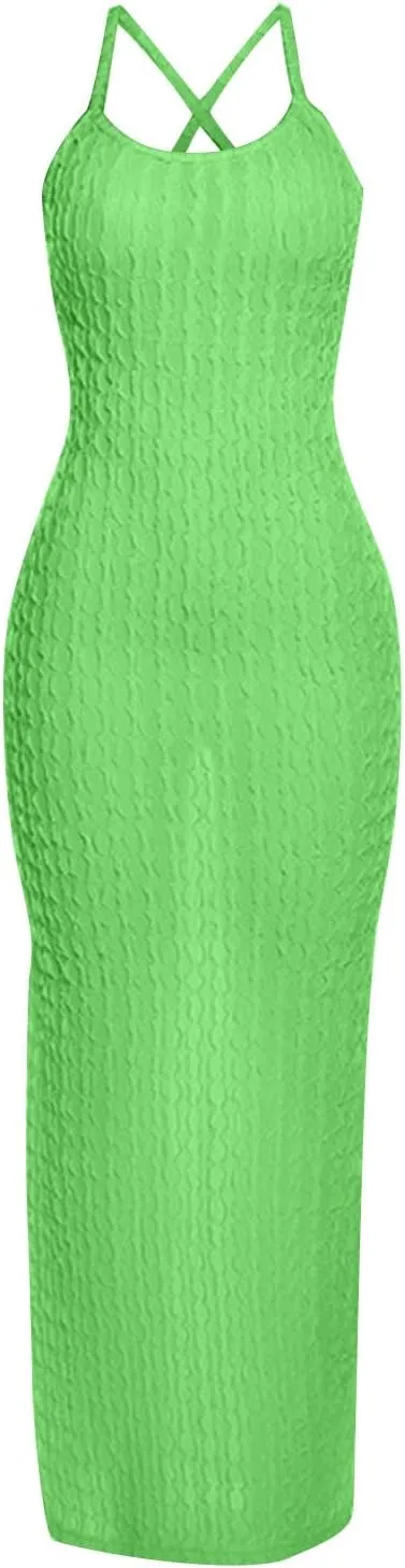 Generic Plus Size Dresses for Curvy Women,2024 Summer Trendy Sleeveless Sling Prom Dress,Sexy Bandage Backless Formal Dress
