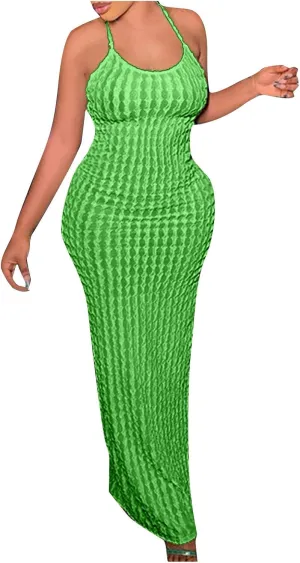 Generic Plus Size Dresses for Curvy Women,2024 Summer Trendy Sleeveless Sling Prom Dress,Sexy Bandage Backless Formal Dress