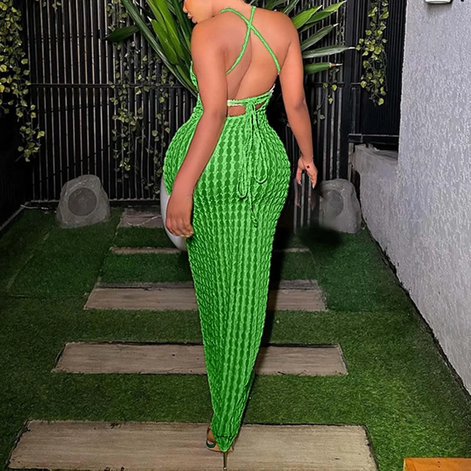 Generic Plus Size Dresses for Curvy Women,2024 Summer Trendy Sleeveless Sling Prom Dress,Sexy Bandage Backless Formal Dress