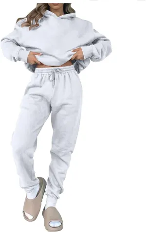 Gumipy Two Piece Sets for Women Plus Size Fleece Lounge Sets Oversized Sweatshirt Hoodie Baggy Sweatpants Spring Sweatsuits