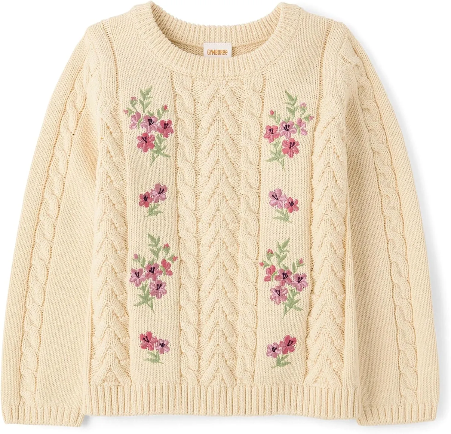 Gymboree Girls' and Toddler Long Sleeve Embroidered Crew Neck Pullover Sweater