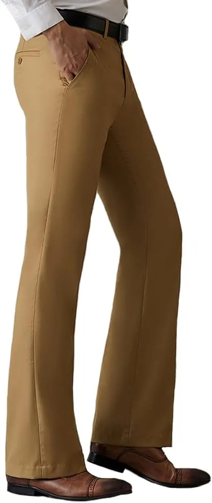 HAORUN Men Bell Bottom Flared Pants Slim Fit Retro 60s 70s Formal Dress Bootcut Trousers