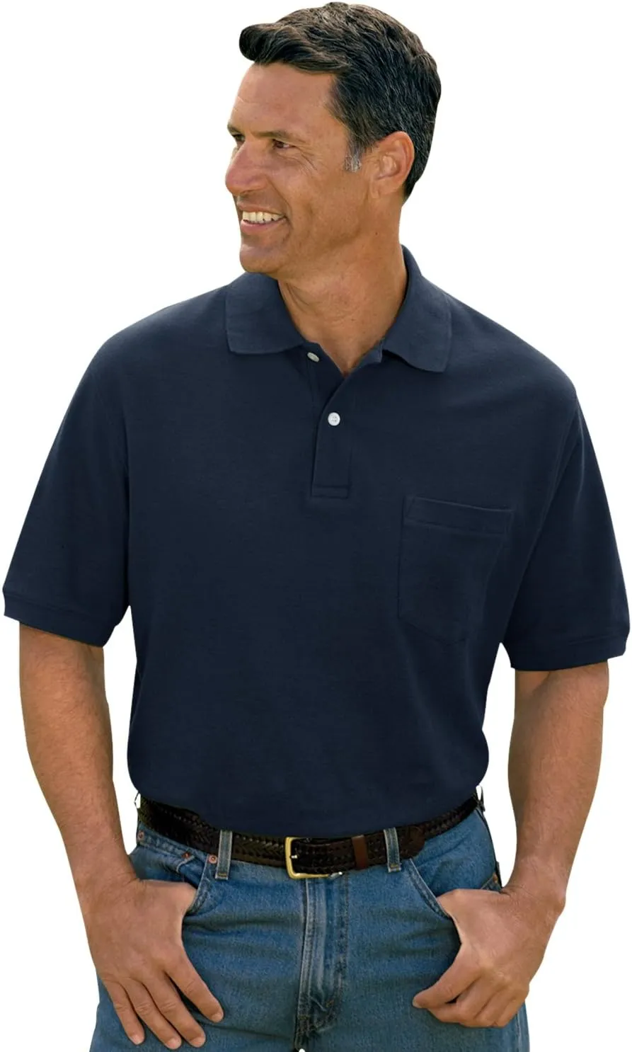 Harbor Bay by DXL Big and Tall Pocket Piqu Polo