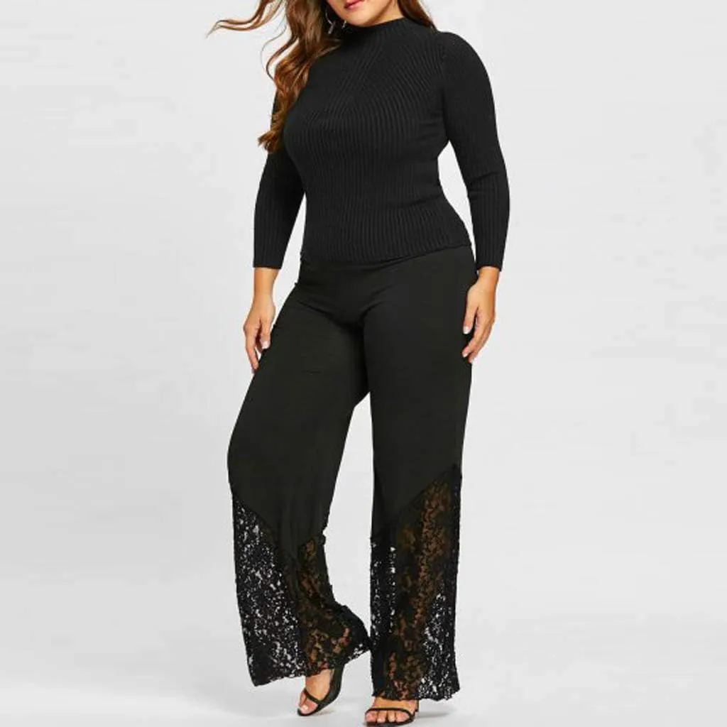 High Waisted Work Pants for Women Winter Baggy Vacation Slacks with Pockets Fleece Lined Flare Leggings