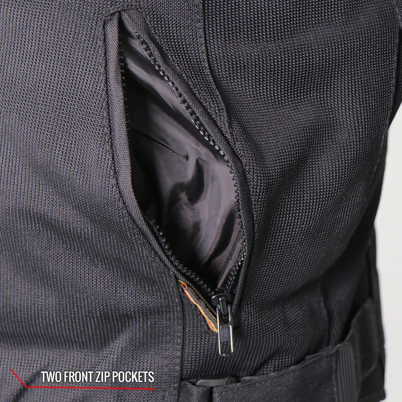 Hot Leathers JKM1024 Mens Black All Weather Armored Nylon Jacket with Concealed Carry Pocket