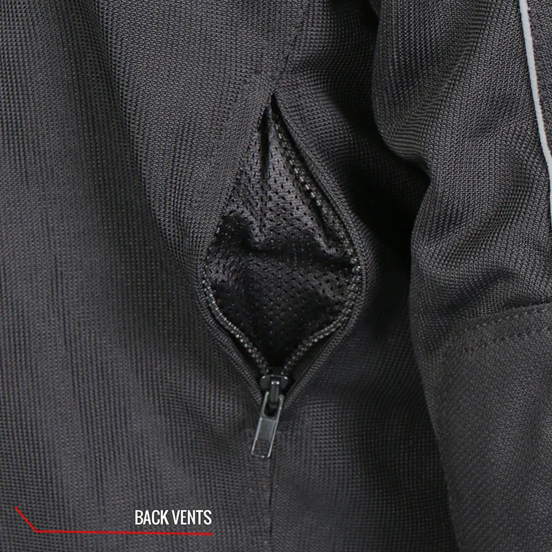 Hot Leathers JKM1024 Mens Black All Weather Armored Nylon Jacket with Concealed Carry Pocket