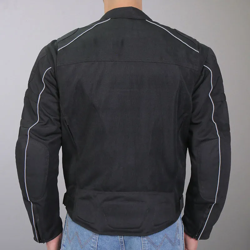 Hot Leathers JKM1024 Mens Black All Weather Armored Nylon Jacket with Concealed Carry Pocket