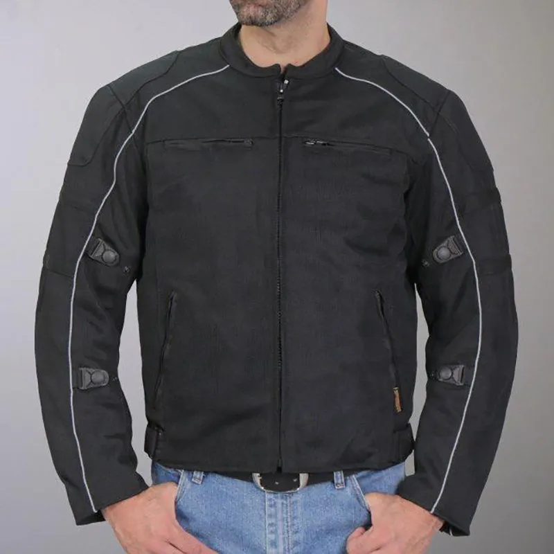 Hot Leathers JKM1024 Mens Black All Weather Armored Nylon Jacket with Concealed Carry Pocket
