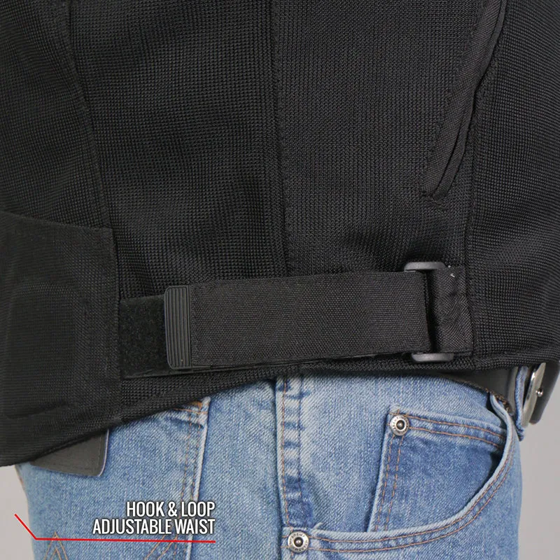 Hot Leathers JKM1024 Mens Black All Weather Armored Nylon Jacket with Concealed Carry Pocket
