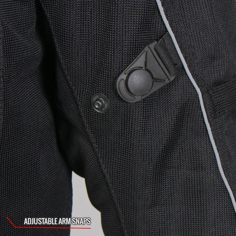 Hot Leathers JKM1024 Mens Black All Weather Armored Nylon Jacket with Concealed Carry Pocket