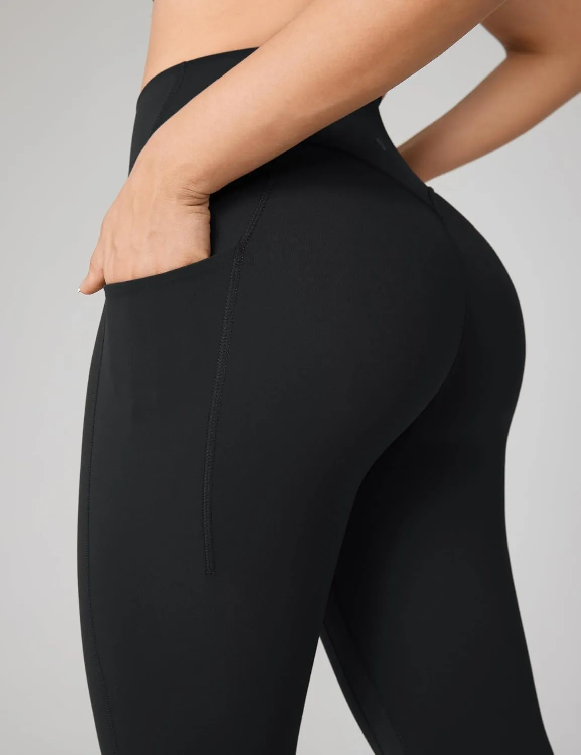Hugcurve No Front Seam High Waisted Workout Leggings with Pockets for Women Buttery Soft Yoga Pants Gym Tights - 25''