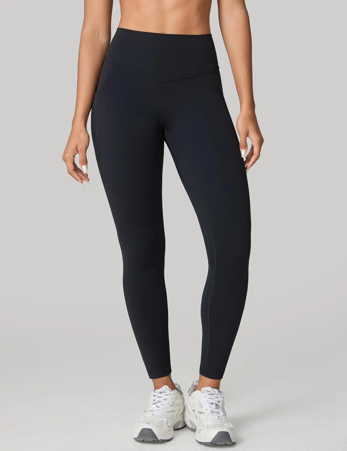 Hugcurve No Front Seam High Waisted Workout Leggings with Pockets for Women Buttery Soft Yoga Pants Gym Tights - 25''