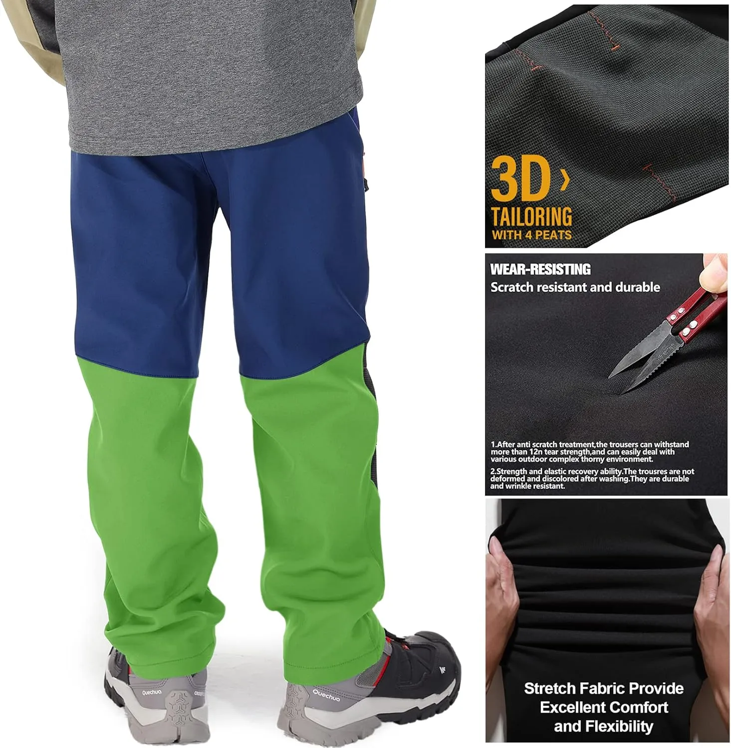 Jessie Kidden Kids Boys Girls Youth Waterproof Hiking Ski Snow Pants Elastic Waist Warm Insulated Pants