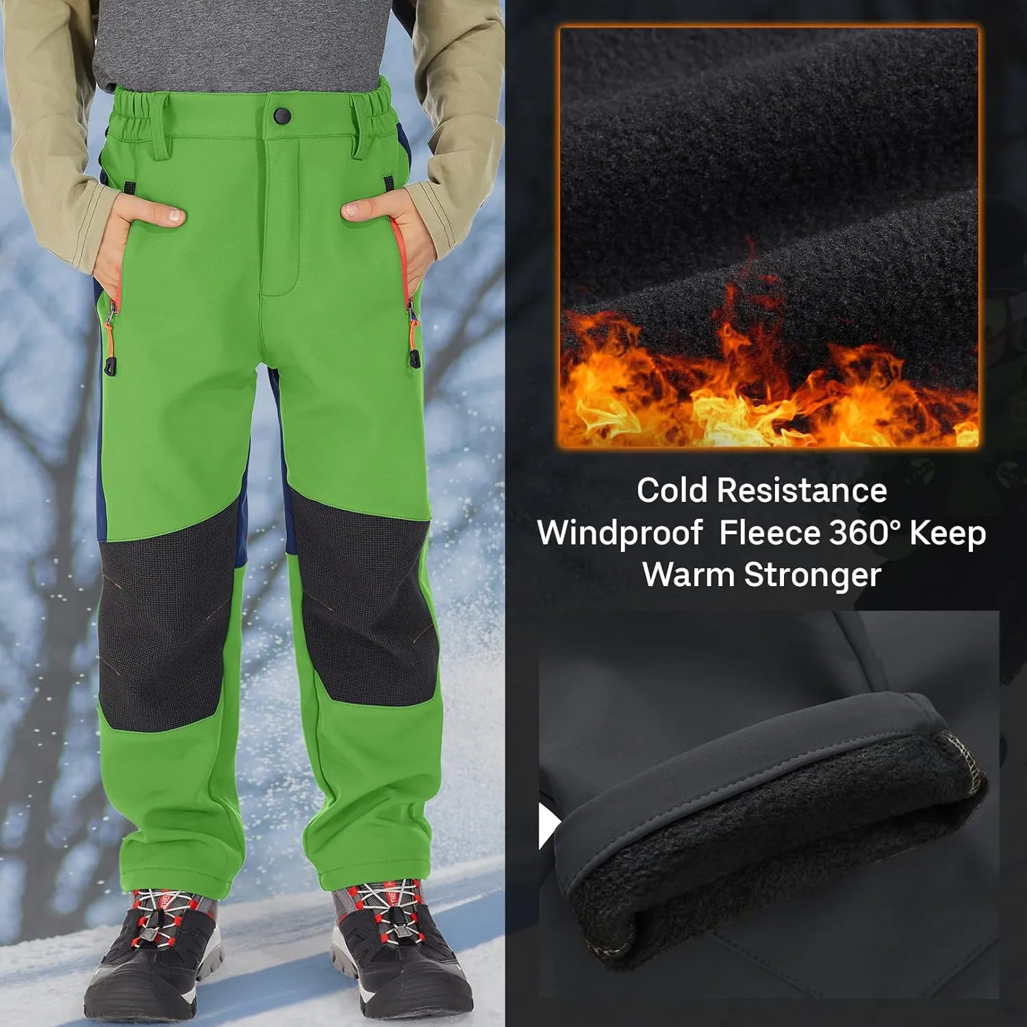 Jessie Kidden Kids Boys Girls Youth Waterproof Hiking Ski Snow Pants Elastic Waist Warm Insulated Pants