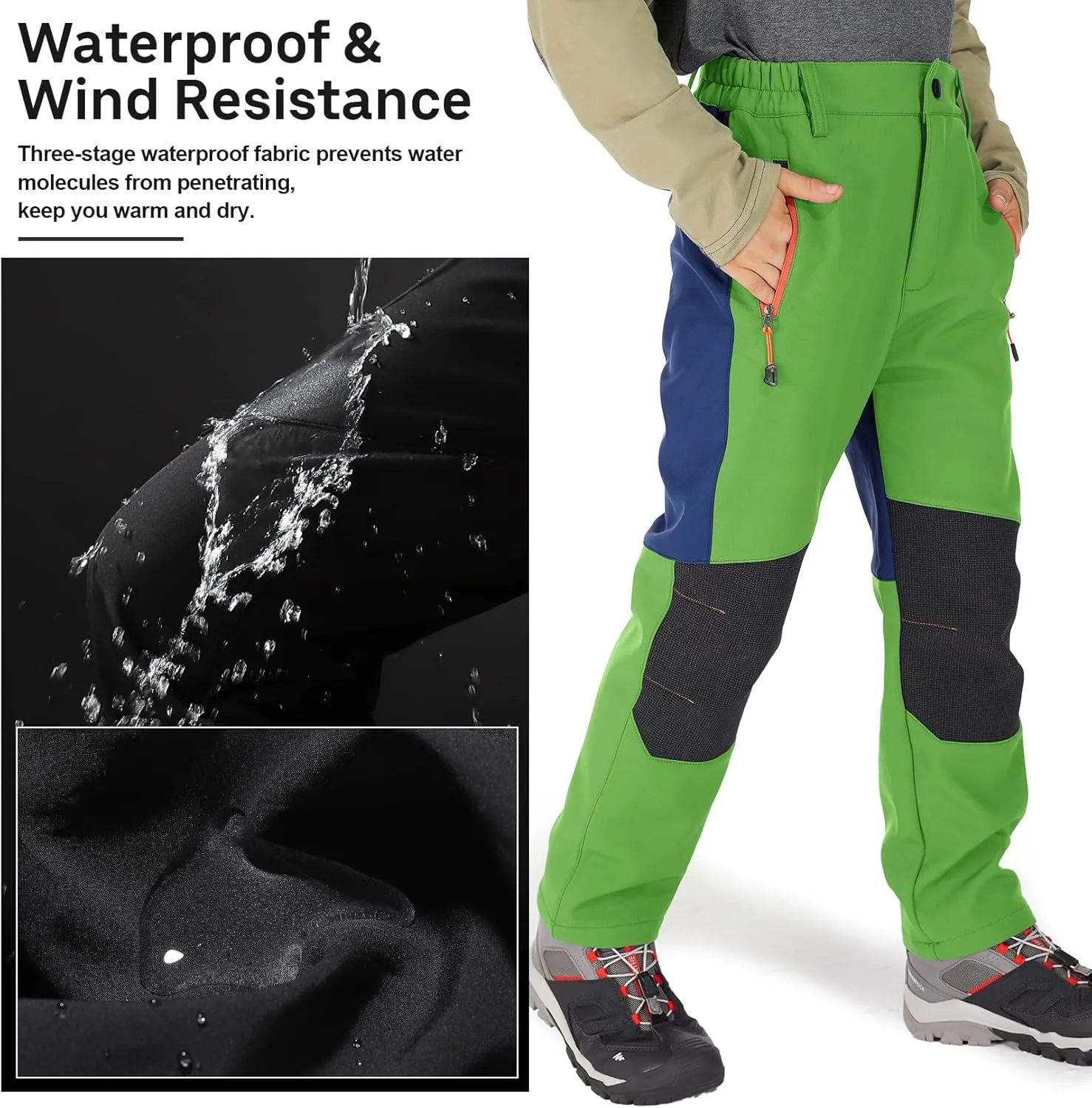 Jessie Kidden Kids Boys Girls Youth Waterproof Hiking Ski Snow Pants Elastic Waist Warm Insulated Pants