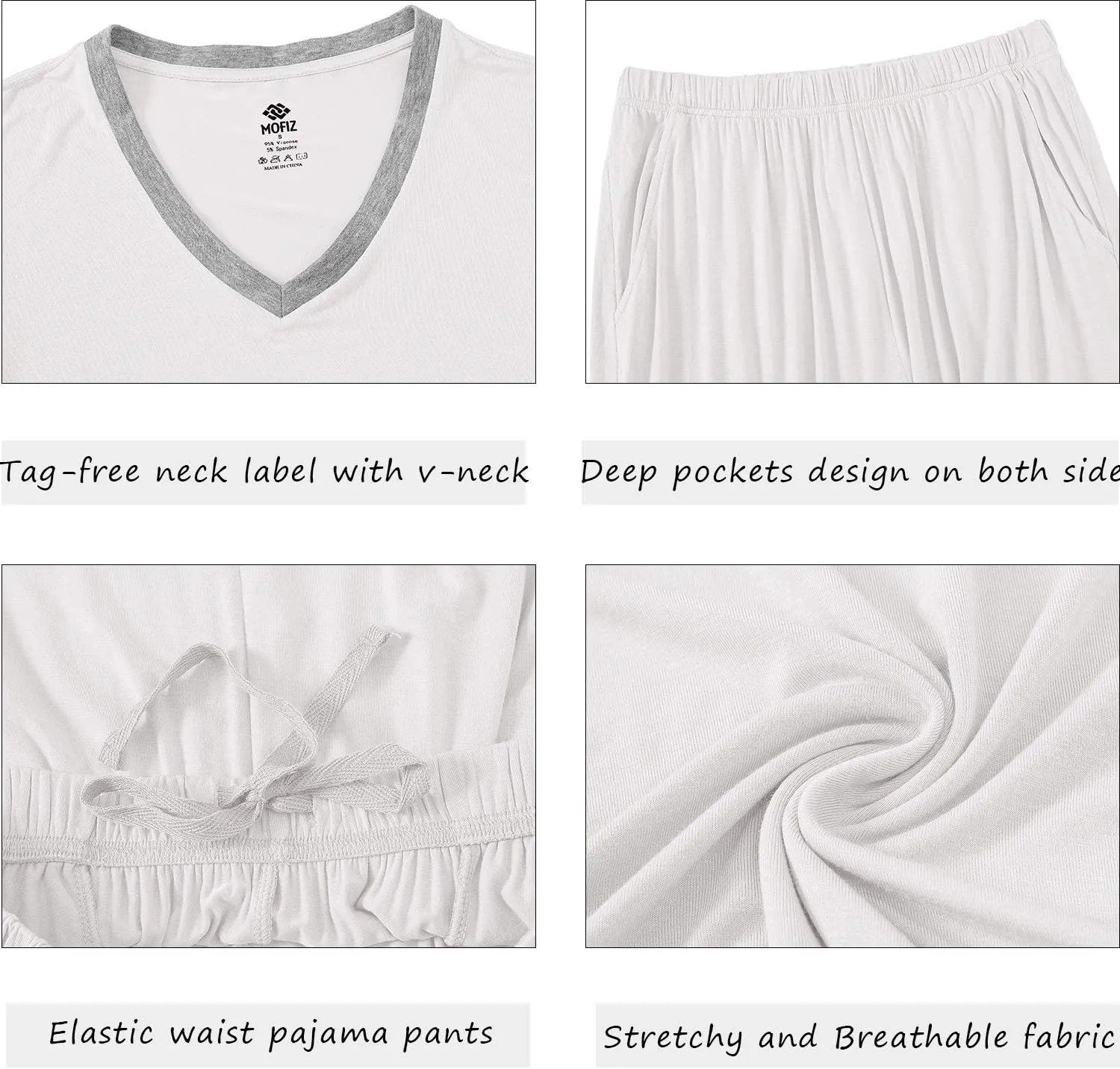 JINSHI Women's Pajamas Set Short Sleeve Top and Capri Pants Lightweight Sleepwear Comfy Pjs Lounge Set with Pockets