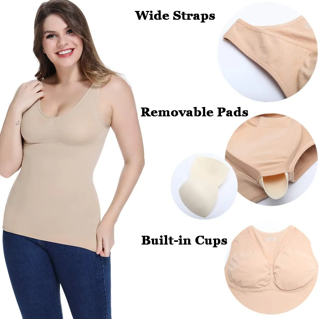 JOYSHAPER Women's Cami Shaper Tummy Control Padded Bra Camisole Cami Seamless Compression Tank Top Shapewear Body Shaper