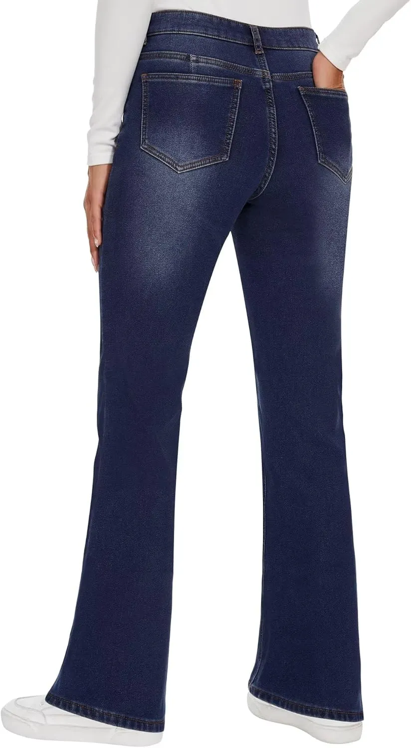 KDF Fleece Lined Jeans Women High Waisted Wide Leg Baggy Jeans for Women Winter Lined Jean Pants