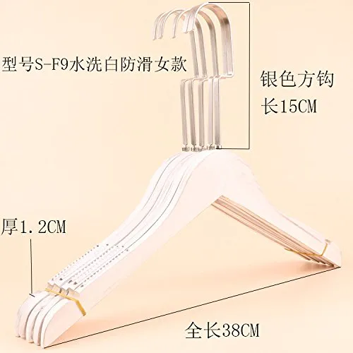 Kexinfan Hanger White Wood Hanger Clothing Shop Women'S Wear Wooden Suit Hanger Markless Cloth Support,1,S-F9 Washed White Non-Slip Female Models