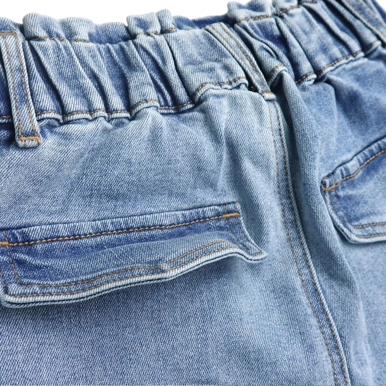 KIDSCOOL SPACE Toddler & Big Child Wide-Leg Cargo Jeans, 18M-14T Ribbed Waist Denim Pants