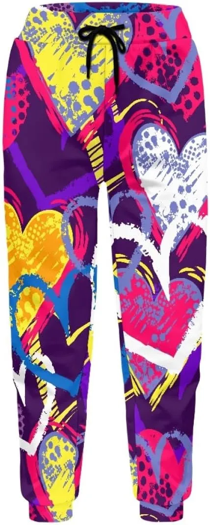 KIDVOVOU Men's Graffiti Print Elastic Waist Drawstring Hip Hop Pants Sport Jogger Sweatpants with Pockets