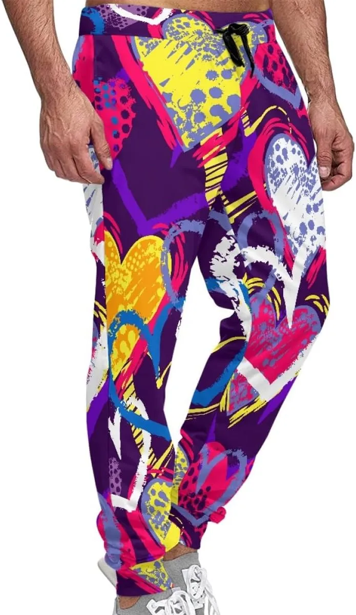KIDVOVOU Men's Graffiti Print Elastic Waist Drawstring Hip Hop Pants Sport Jogger Sweatpants with Pockets