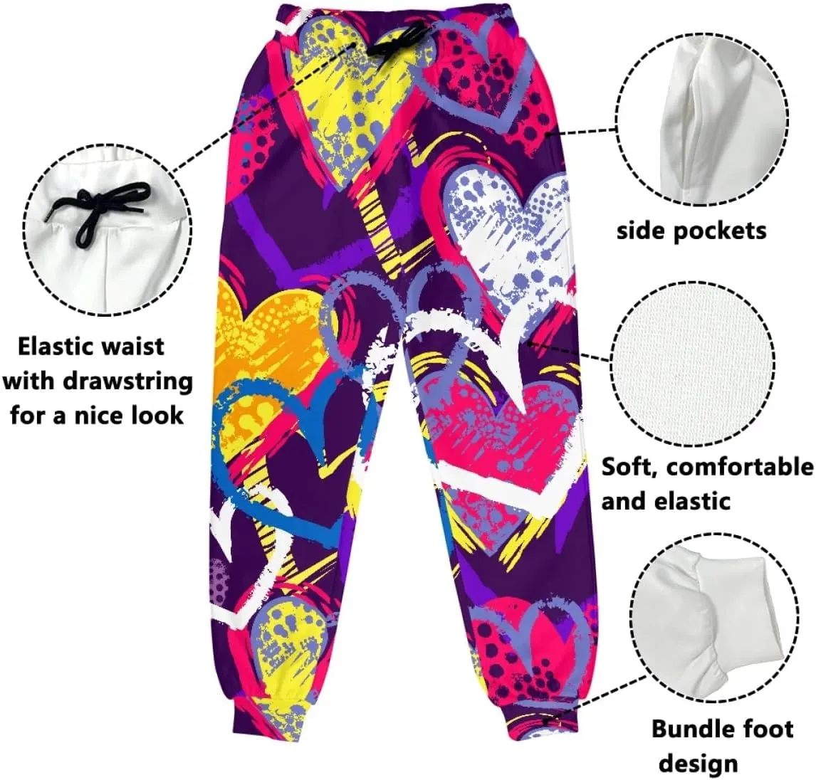 KIDVOVOU Men's Graffiti Print Elastic Waist Drawstring Hip Hop Pants Sport Jogger Sweatpants with Pockets