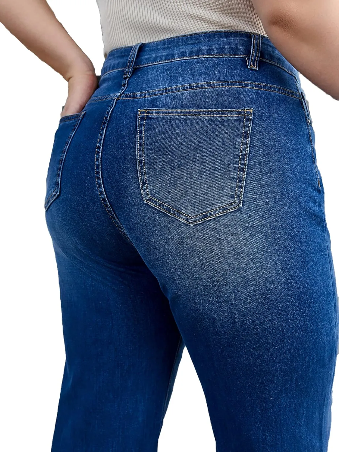 KISSPLUS Plus Size Baggy Jeans for Women High Waist Loose Women Jeans Curvy Stretchy Denim Pants for Women