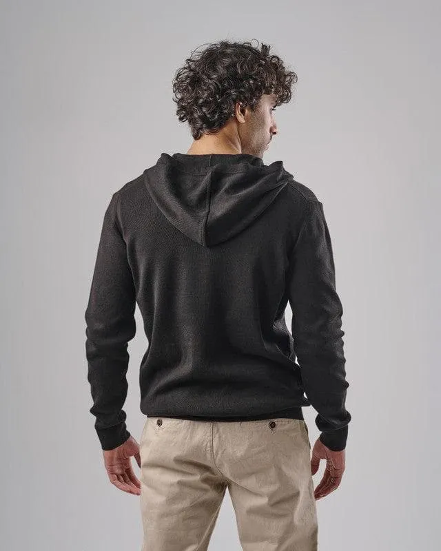 KNIT Zip-Up Hoodie - BLACK