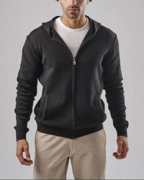KNIT Zip-Up Hoodie - BLACK