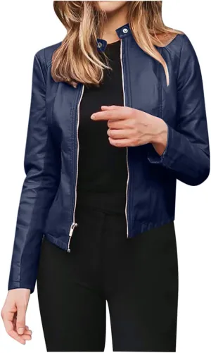 Kuluzego Womens Cardigan Front Coat Baby Tees Jacket Outerwear for Women Long Sleeve Faux Leather Fall Winter Coat 2025 Y2K